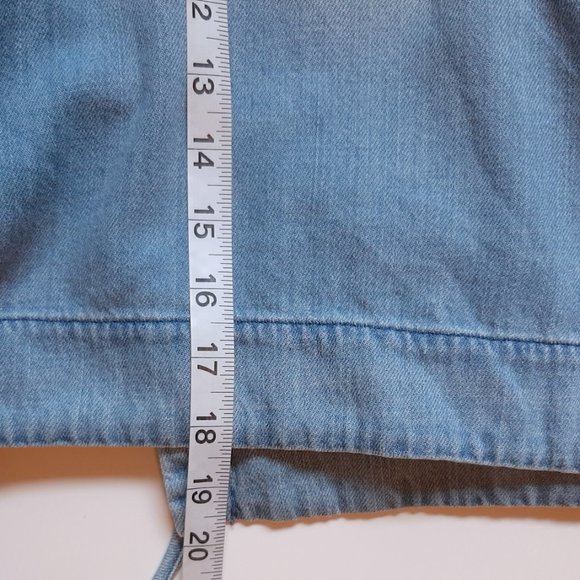 Cloth & Stone Flare Sleeve Faded Denim Cropped Wrap Top S - Picture 11 of 12